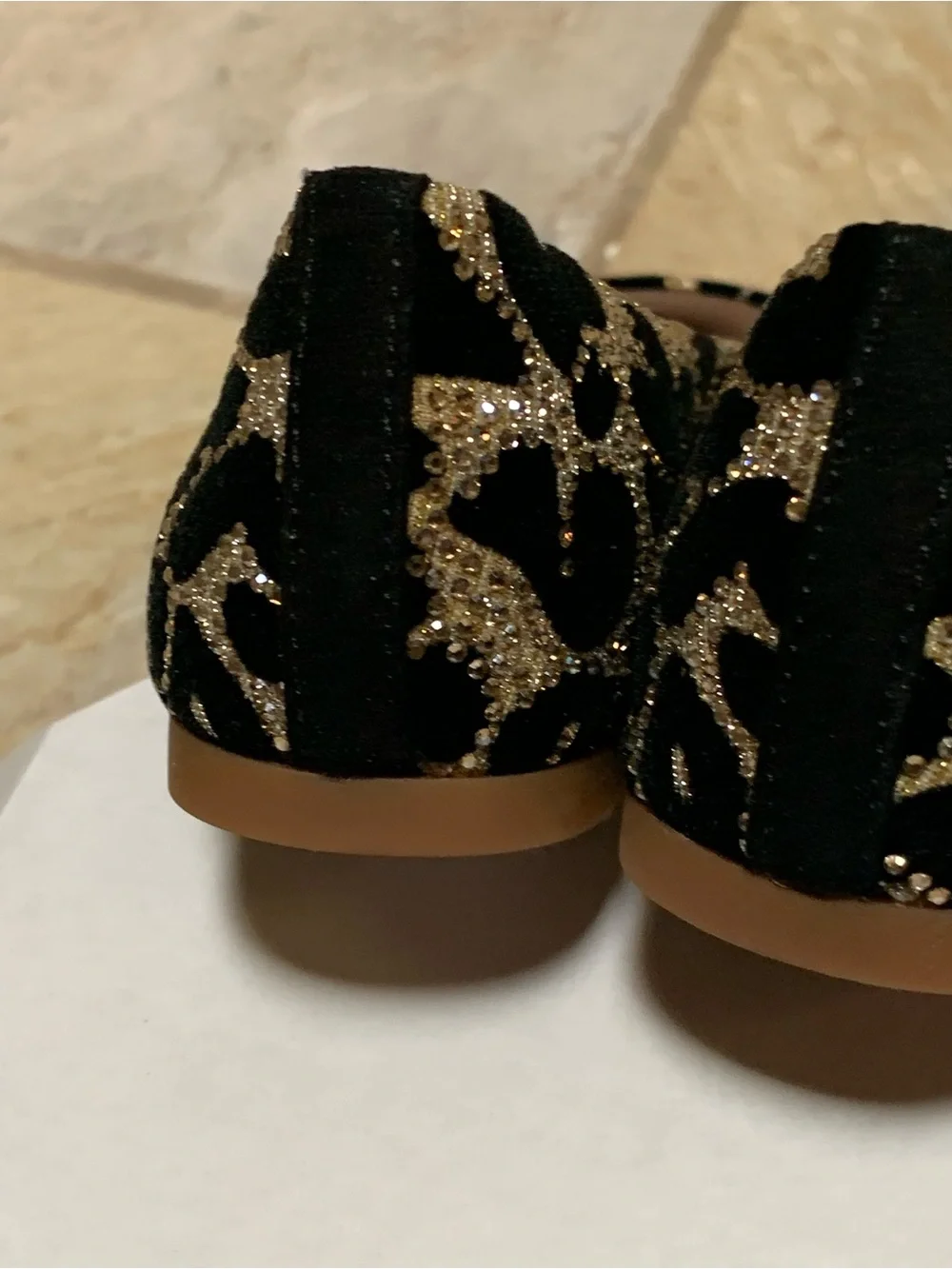 New Gianni Bini Size 5 Black & Gold Embellished Pointed Toe Flats